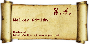 Welker Adrián névjegykártya
